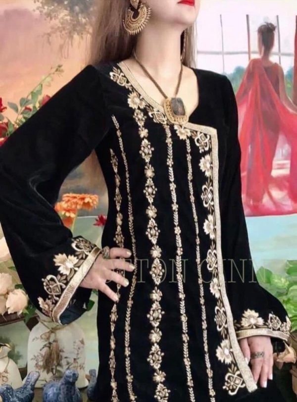 Cotton Ginny-Black Velvet gharara dress - Image 2