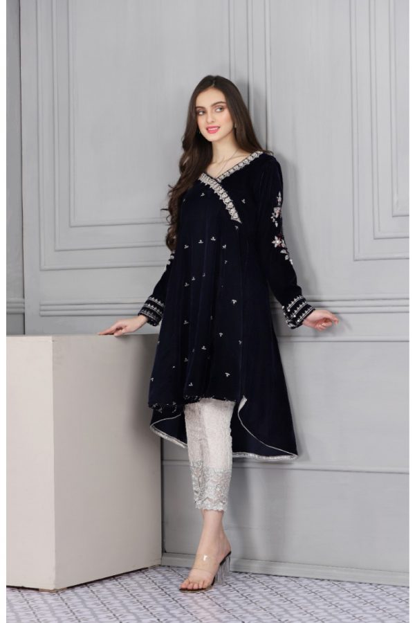Nakoosh - NF-Navy Blue Velvet Stitched Shirt - Image 3