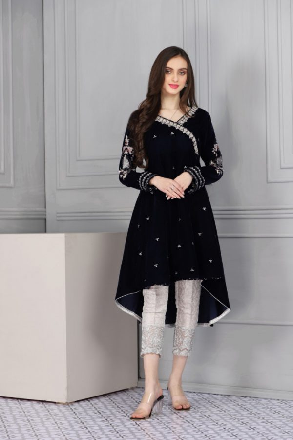 Nakoosh - NF-Navy Blue Velvet Stitched Shirt - Image 2