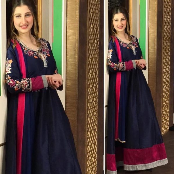 Cotton Ginny-Embroidered Raw Silk Peshwaz