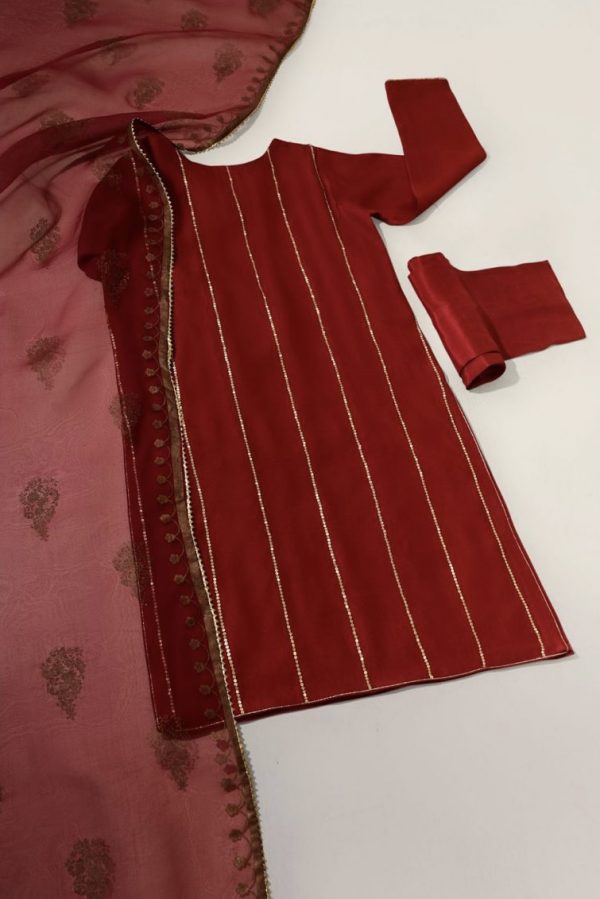 Agha Noor Formal Wear- Maroon Sanyah - Image 2