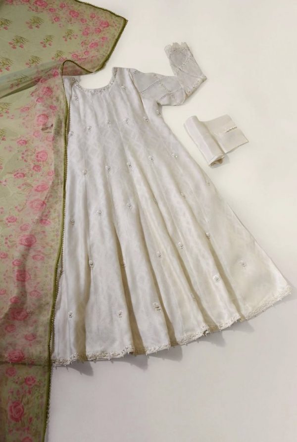 Agha Noor Formal Wear- Ivory Open Kalidaar - Image 2