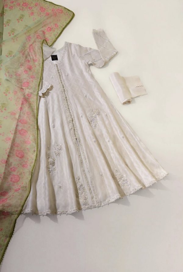 Agha Noor Formal Wear- Ivory Open Kalidaar