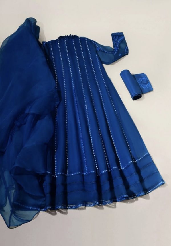 Agha Noor Formal Wear- Teal Blue Pishwas - Image 2